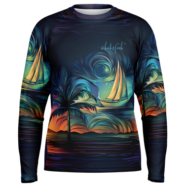 Chokefish™ Long Sleeve Every Day All Weather Trees&Boats Shirt Men's-006